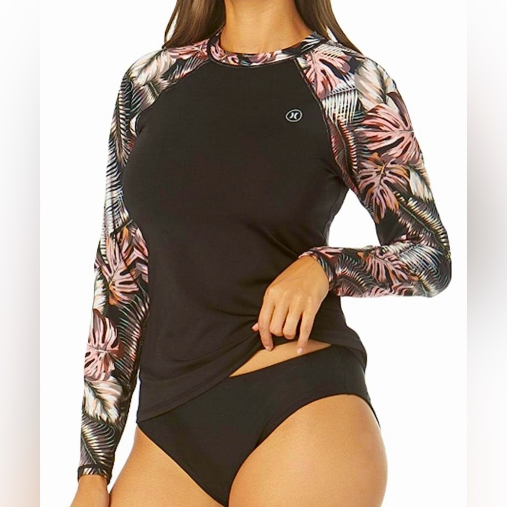 Hurley floral long sleeve swim shirt